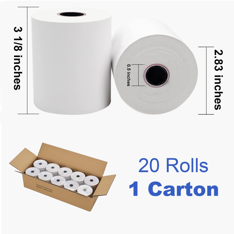 SJPACK 20 Rolls Thermal Paper 3 1/8 x 230ft Pos Receipt Paper, Cash Register Roll TM-T88 T-20 T-90 SRP-350 370 - Image 2